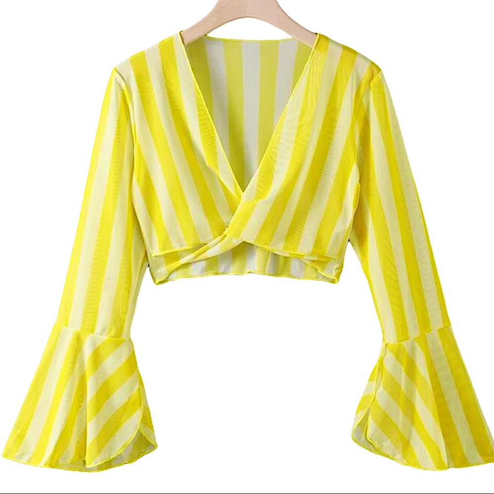 Yellow and  White Swim Suit Cover